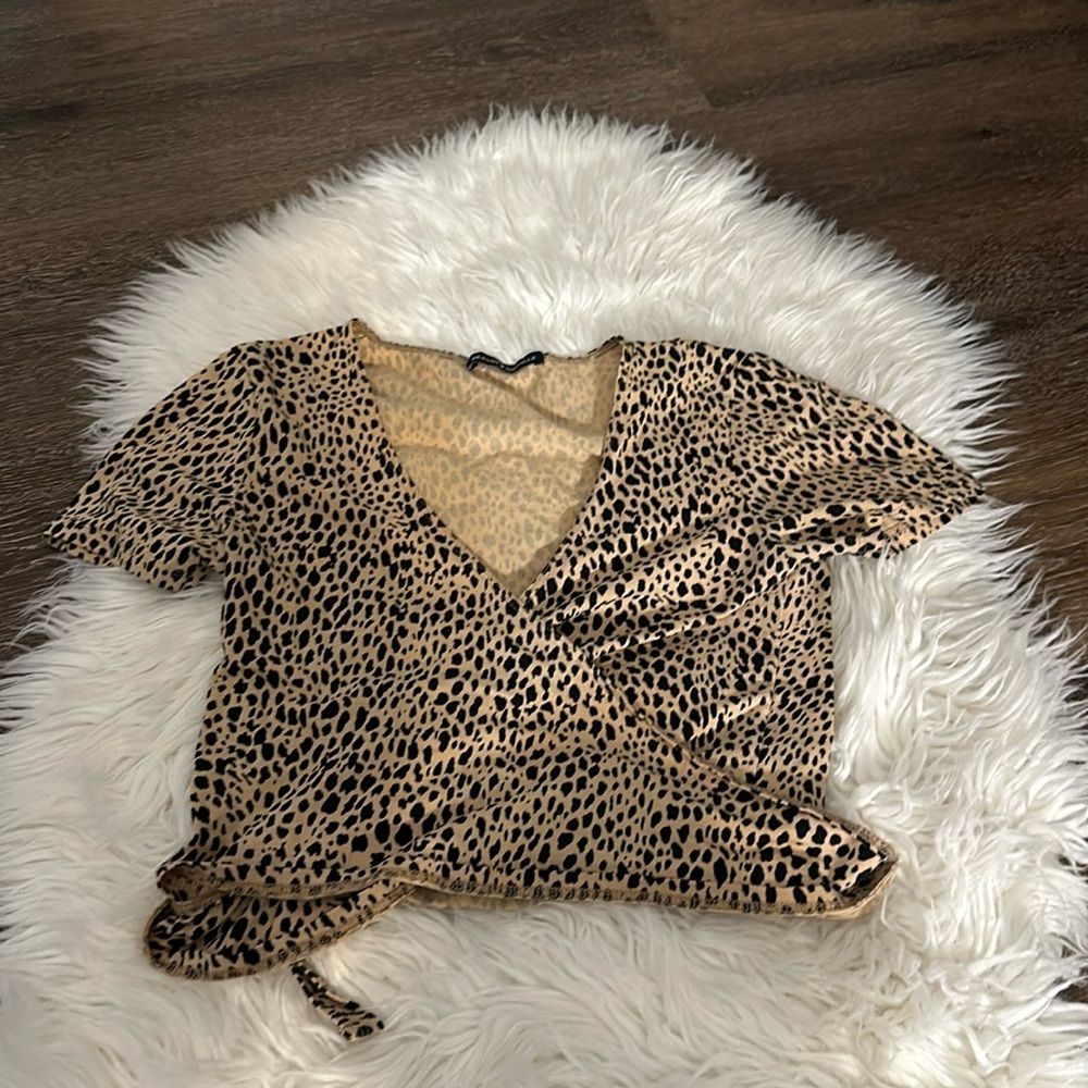 Leopard print Brandy Melville wrap crop top